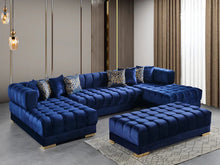 Cargar imagen en el visor de la galería, Ariana Blue Velvet Double Chaise 138&quot; Sectional
