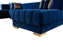 Cargar imagen en el visor de la galería, Ariana Blue Velvet Double Chaise 138&quot; Sectional
