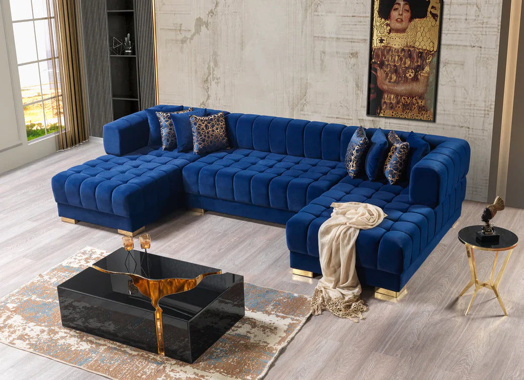 Ariana Blue Velvet Double Chaise 138