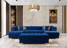 Cargar imagen en el visor de la galería, Ariana Blue Velvet Double Chaise 138&quot; Sectional
