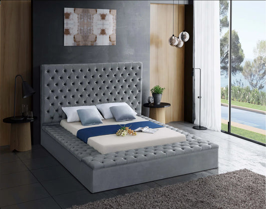 ELEGANTE GREY - Upholstered Platform Storage Bed