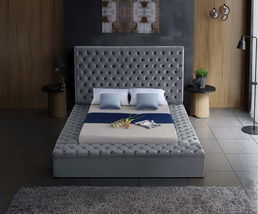 ELEGANTE GREY - Upholstered Platform Storage Bed