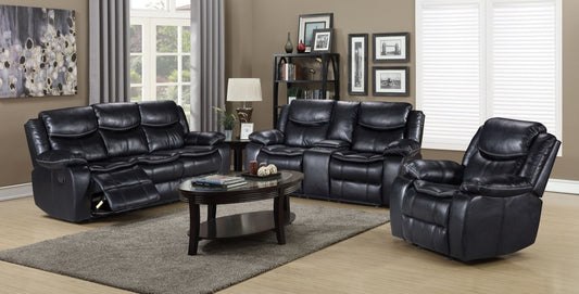 EMERSON Manual Recliner Sofa Set 3PC - Black