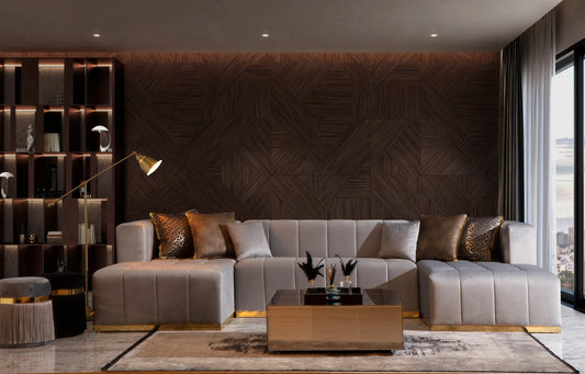 Elisha Velvet Double Chaise Sectional - Gray