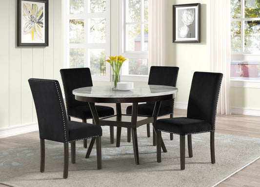 GLACIER Dining Table With 4 Chairs - FAUX MARBLE
