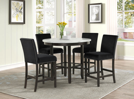 GLACIER PUB Table With 4 Chairs - FAUX MARBLE
