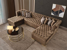 Cargar imagen en el visor de la galería, Ariana Brown Velvet Double Chaise 138&quot; Sectional
