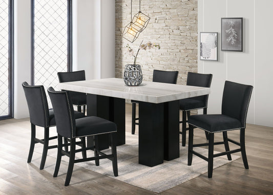 IZMIR PUB Table With 6 Chairs - Black