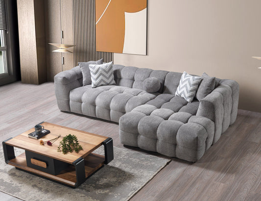 Ivy Boucle RAF 110" Sectional - Grey