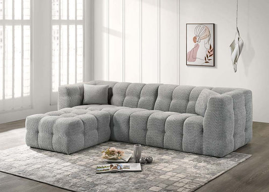 JUNIPER Soft Wool-like Fabric Sectional With Ottoman - Grey