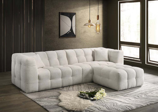JUNIPER Soft Wool-like Fabric Sectional With Ottoman - White