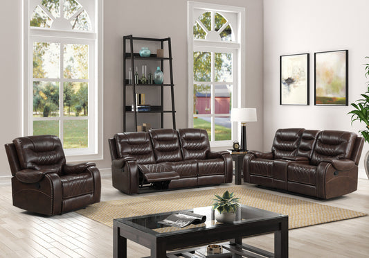 LOMBARDI Manual Recliner Sofa Set 3PC - Brown