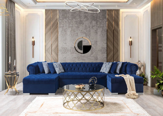Lauren Velvet Navy Double Chaise Sectional