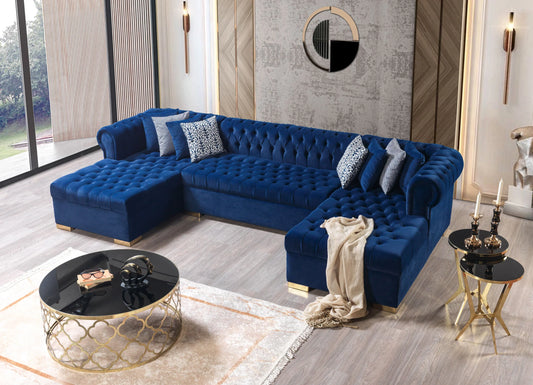 Lauren Velvet Navy Double Chaise Sectional