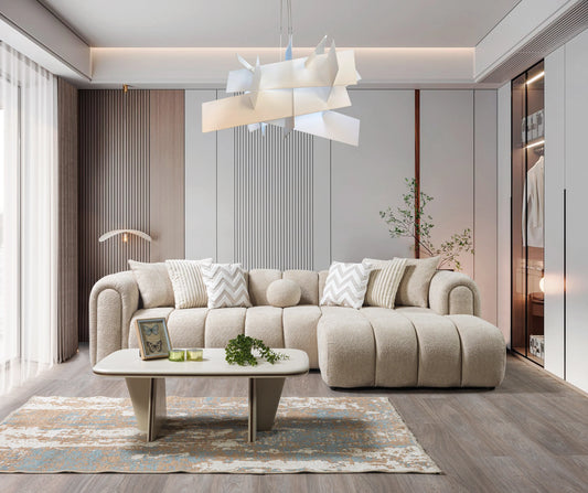 Lis Boucle RAF 115" Sectional - Sand