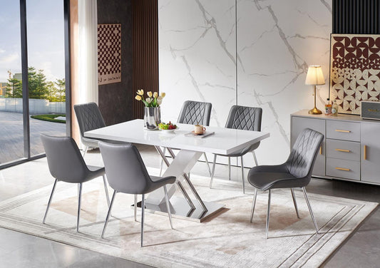 NEPTUNE Dining Table With 6 Chairs - Grey