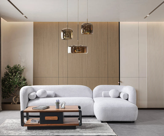 Liva Gray Boucle RAF 110" Sectional