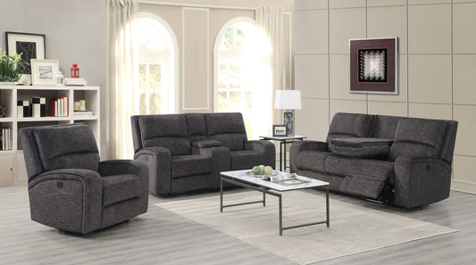 SOLARIS Power Reclining Fabric Sofa Set 3PC - Grey
