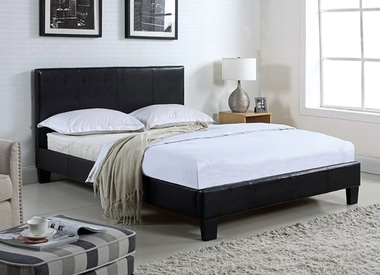 B8079 Black Leather Bed