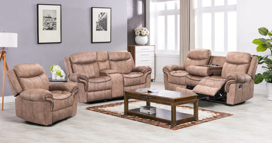 BOULDER Recliner Leather Air Manual Set 3PC - SAND