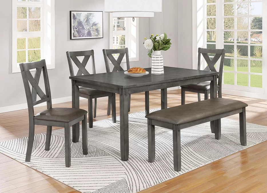 D3980 Dining Table With 4 Chairs + Bench