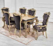 Cargar imagen en el visor de la galería, Royal Black/Gold Dining Table With 8 Chairs
