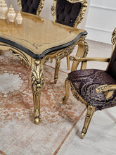 Load image into Gallery viewer, Royal Black/Gold Dining Table With 8 Chairs
