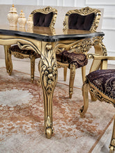 Load image into Gallery viewer, Royal Black/Gold Dining Table With 8 Chairs
