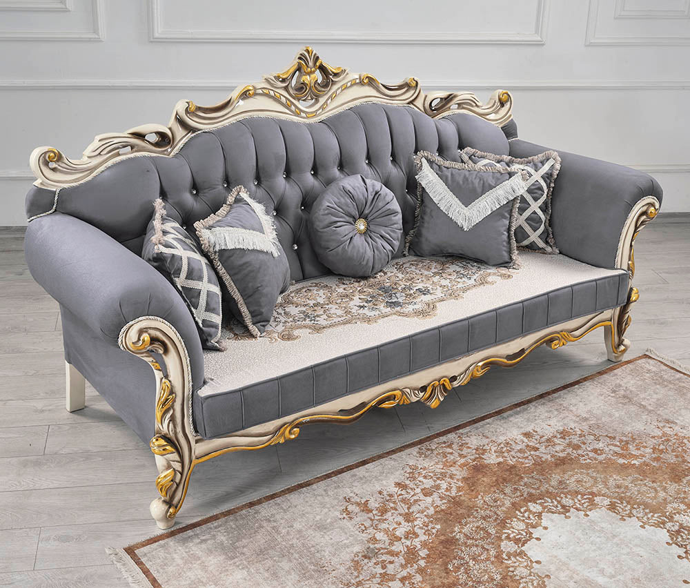 Classic Luxury Grey Sofa Set 3pc Kma