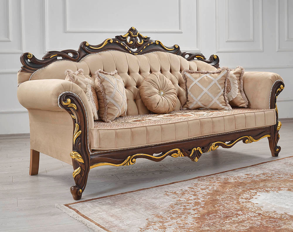 Classic Luxury Brown Sofa Set 3pc Kma