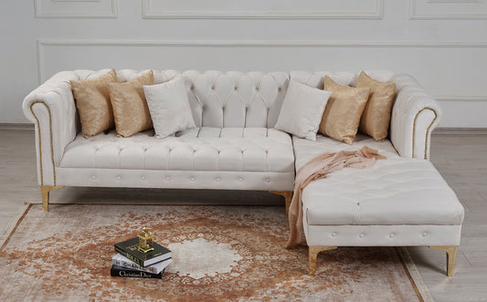 Venna Ivory Velvet Sectional