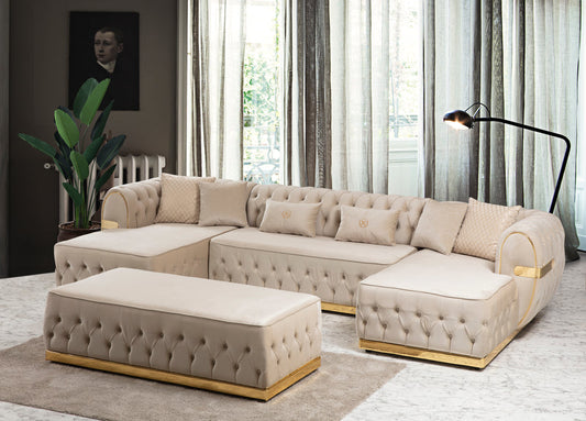 Jester Velvet Cream Double Chaise Sectional