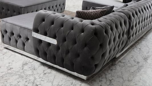 Jester Velvet Gray Double Chaise Sectional