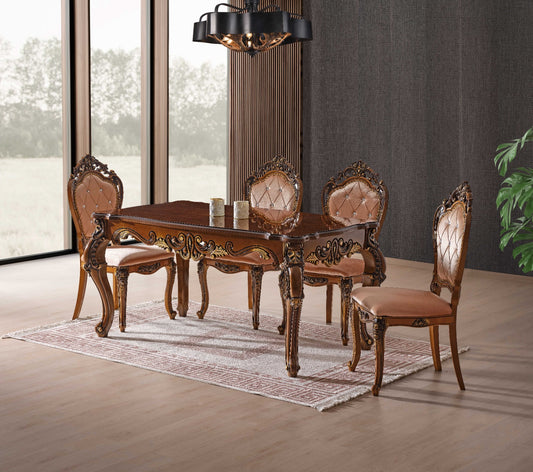Madrid Dining Table With 6 Chairs (MR-702M BROWN)