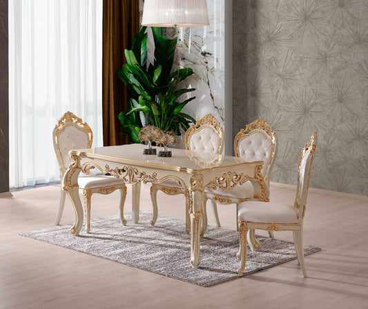 Madrid Dining Table With 6 Chairs (MR-702M CREAM)