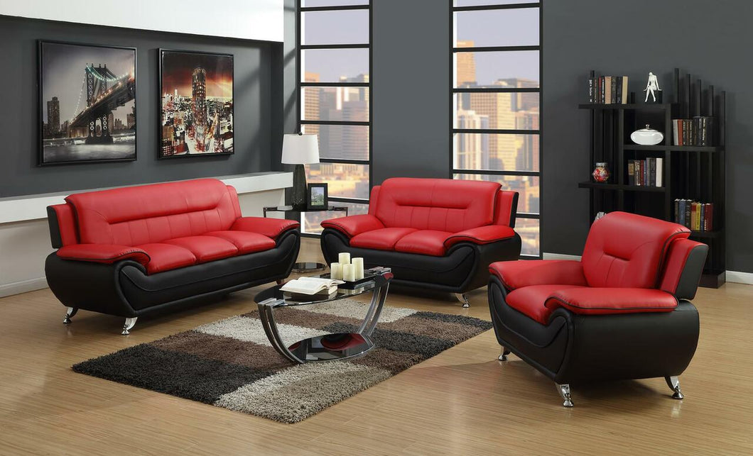 Metro Black Red Sofa Set 3PC