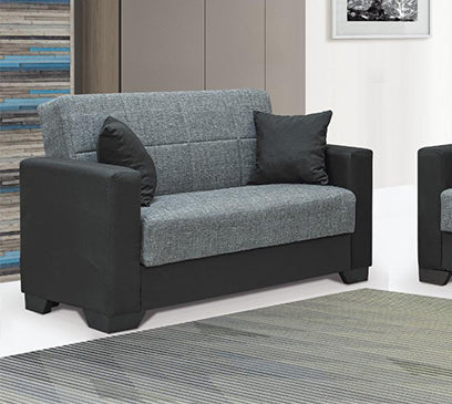 S654 Black Grey Love Seat/Bed