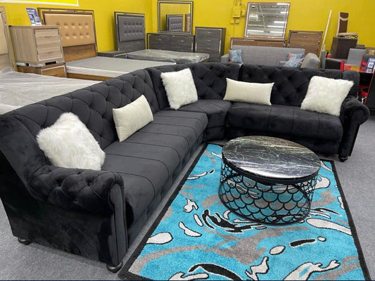 S754 Black Velvet Sectional
