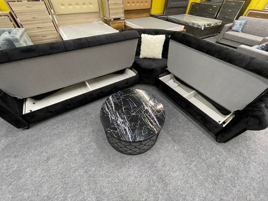 S754 Black Velvet Sectional