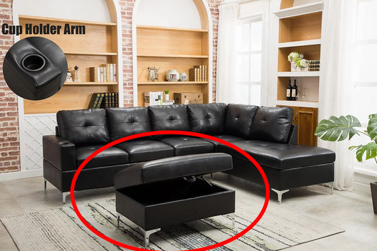 Black Leather Ottoman
