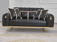 Load image into Gallery viewer, Sia Black Leather Sofa Set 3PC
