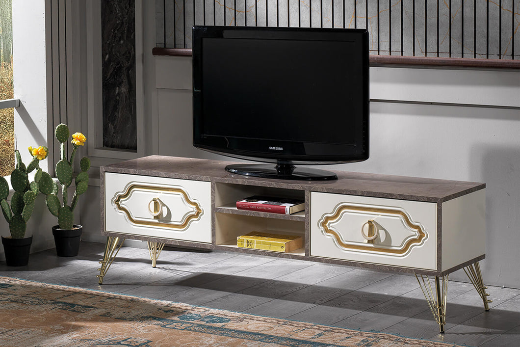 TV1030 White/Gold TV Stand