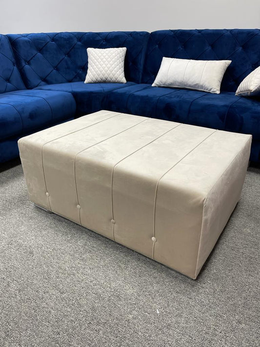 Beige Velvet Ottoman