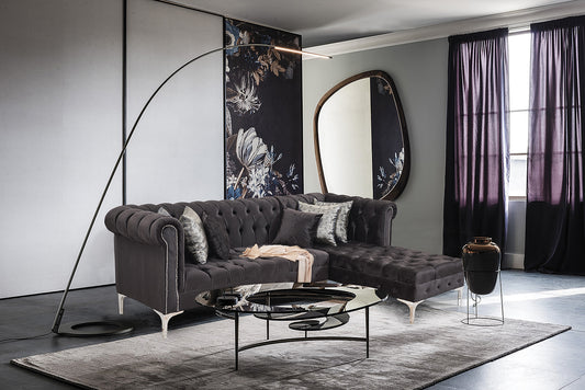 Venna Black Velvet Sectional